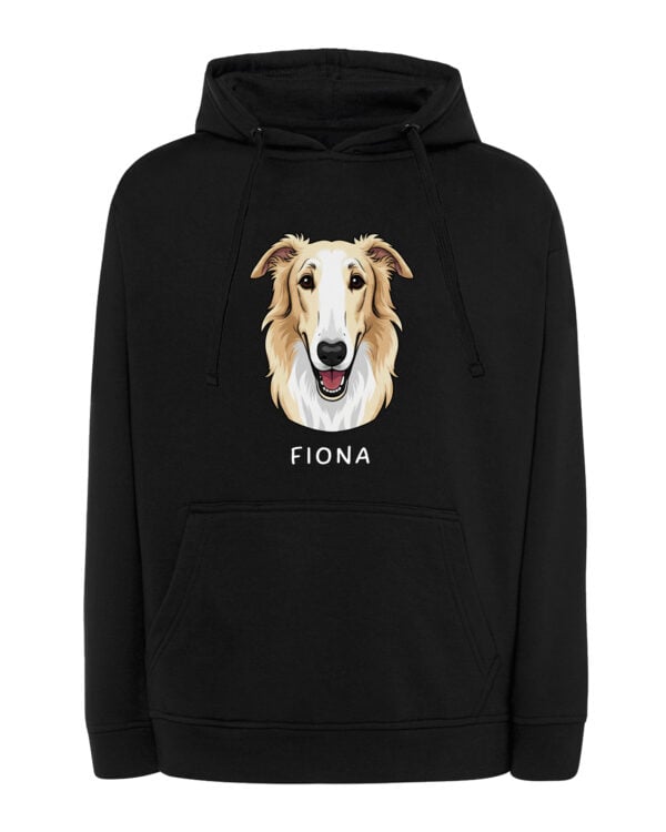 TL HO SIM 1547 (7) Bluza z kapturem Chart rosyjski borzoj Personalizowana Pupil Pies