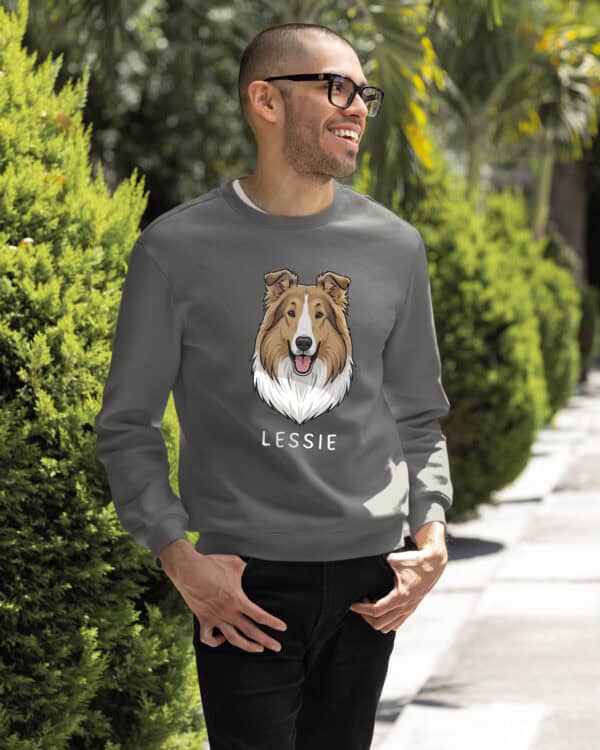 TL SWE SIM 1512 (15) Bluza bez kaptura <br>Collie długowłosy Personalizowana Pupil Pies