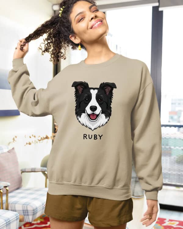 TL SWE SIM 1542 (8) Bluza bez kaptura <br>Border Collie Personalizowana Pupil Pies