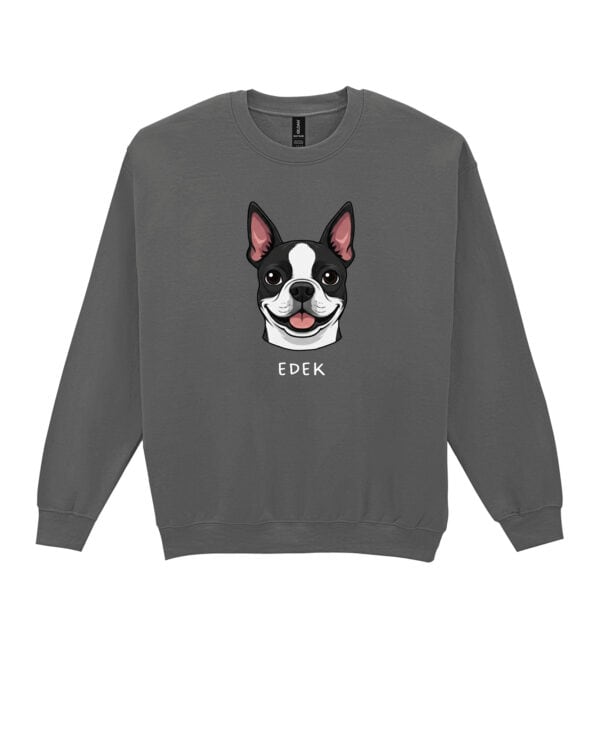 TL SWE SIM 1544 (13) Bluza bez kaptura <br>Boston Terrier Personalizowana Pupil Pies