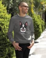 TL SWE SIM 1544 (15) Bluza bez kaptura <br>Boston Terrier Personalizowana Pupil Pies