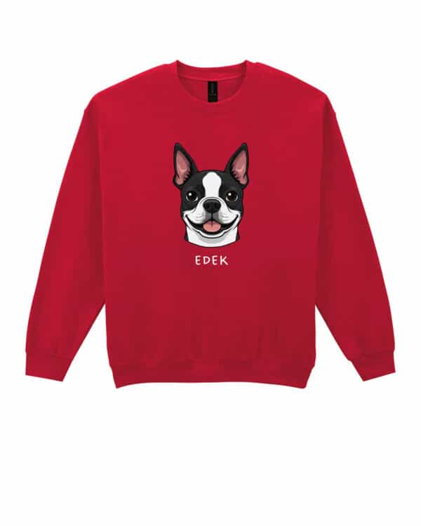 TL SWE SIM 1544 (16) Bluza bez kaptura <br>Boston Terrier Personalizowana Pupil Pies