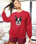 TL SWE SIM 1544 (17) Bluza bez kaptura <br>Boston Terrier Personalizowana Pupil Pies