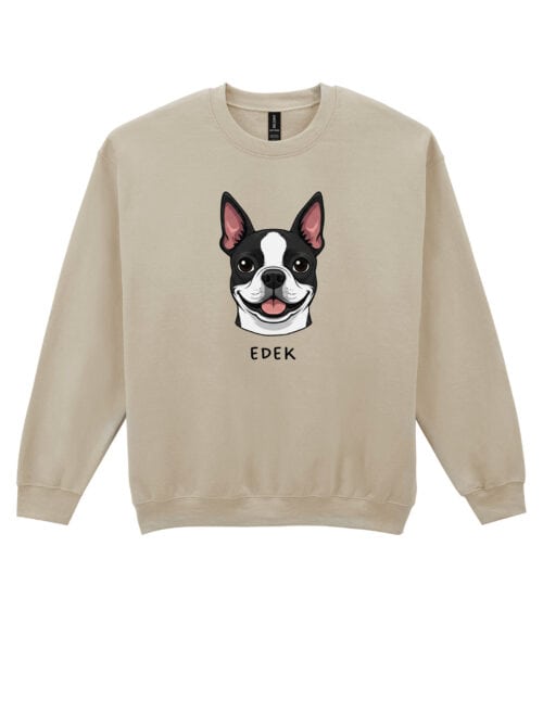 TL SWE SIM 1544 (7) Bluza bez kaptura Boston Terrier Personalizowana Pupil Pies