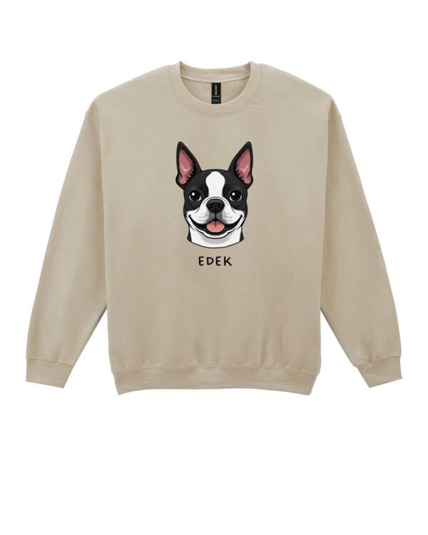 TL SWE SIM 1544 (7) Bluza bez kaptura Boston Terrier Personalizowana Pupil Pies