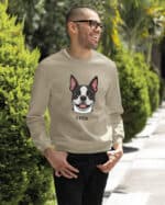 TL SWE SIM 1544 (9) Bluza bez kaptura <br>Boston Terrier Personalizowana Pupil Pies