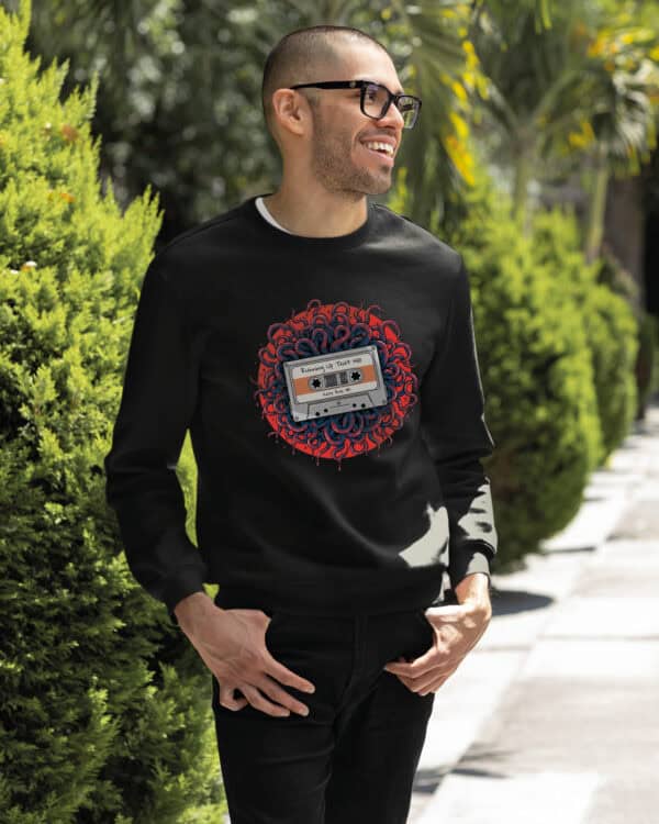 1496 (21) Bluza bez kaptura <br>Stranger Things Znana Muzyka Kaseta