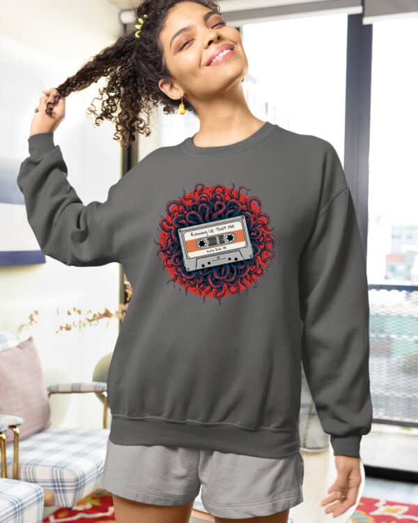 1496 (23) Bluza bez kaptura <br>Stranger Things Znana Muzyka Kaseta