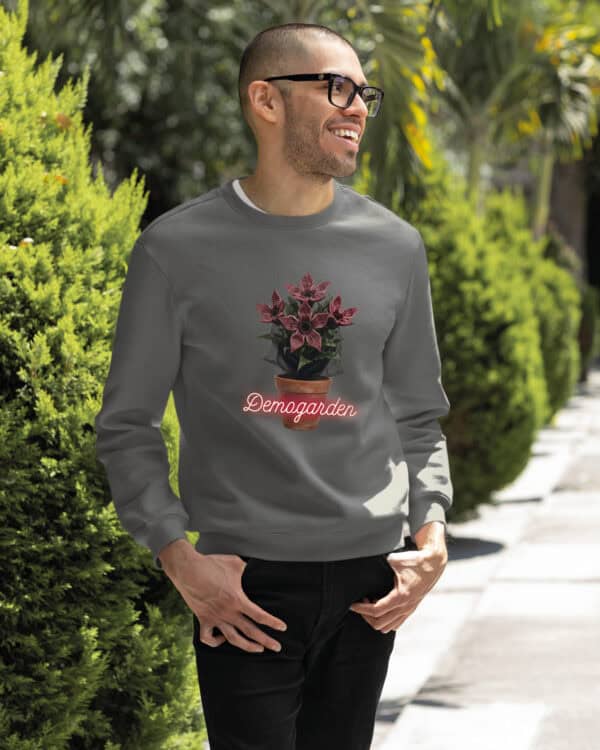 1498 (24) Bluza bez kaptura <br>Stranger Things Demogorgon Ogród Kwiaty