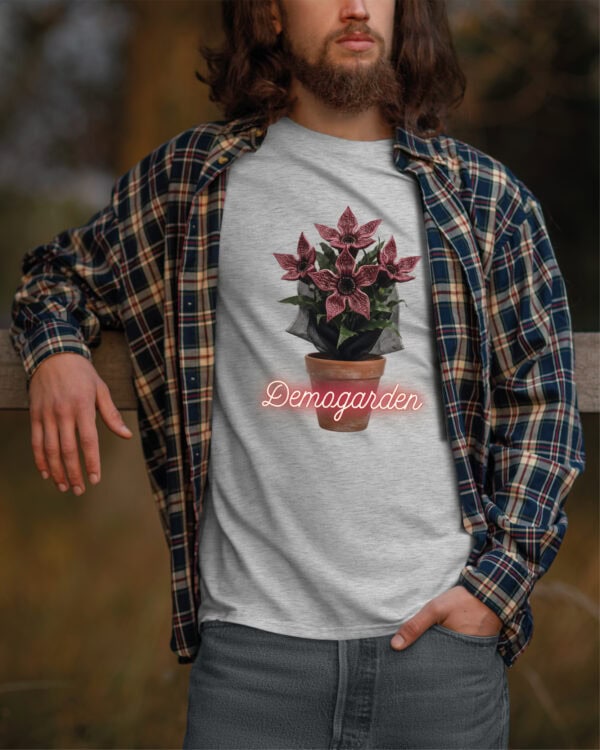 1498 (6) Koszulka Stranger Things Demogorgon Ogród Kwiaty