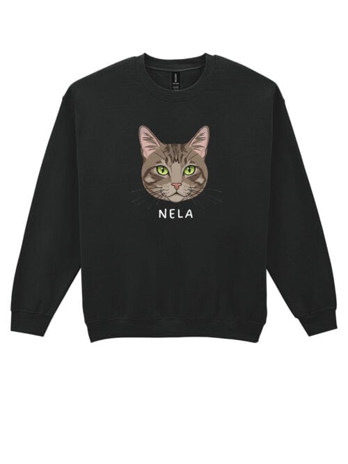 1574 (19) Bluza bez kaptura Dachowiec Brązowy Pręgowany Personalizowana Kot