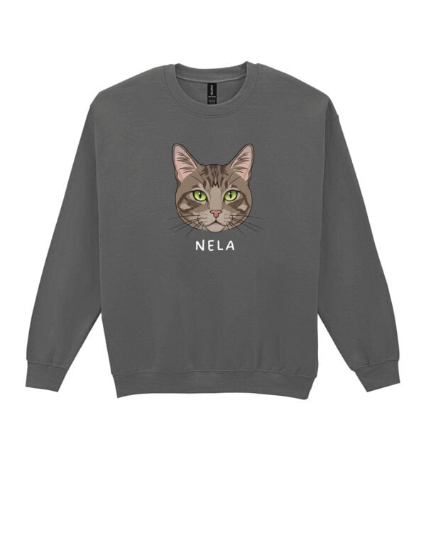 1574 (22) Bluza bez kaptura Dachowiec Brązowy <br>Pręgowany Personalizowana Kot