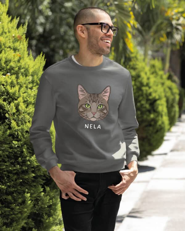 1574 (24) Bluza bez kaptura Dachowiec Brązowy <br>Pręgowany Personalizowana Kot