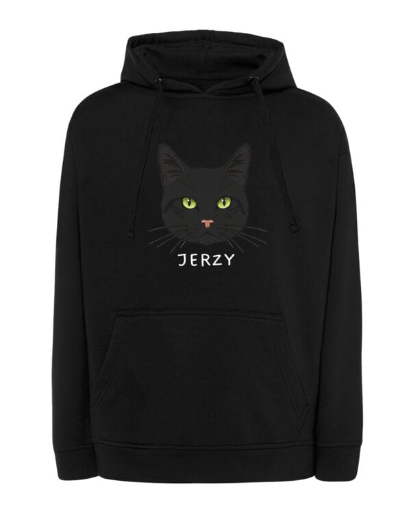 1575 (13) Bluza z kapturem Dachowiec Czarny <br>Personalizowana Kot Pupil