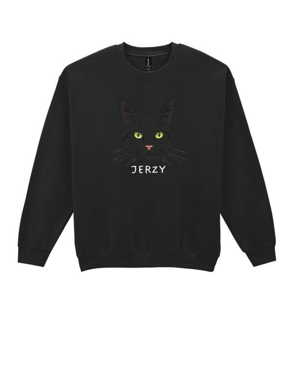 1575 (19) Bluza bez kaptura Dachowiec Czarny <br>Personalizowana Kot Pupil