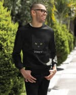 1575 (21) Bluza bez kaptura Dachowiec Czarny <br>Personalizowana Kot Pupil