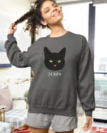 1575 (23) Bluza bez kaptura Dachowiec Czarny <br>Personalizowana Kot Pupil