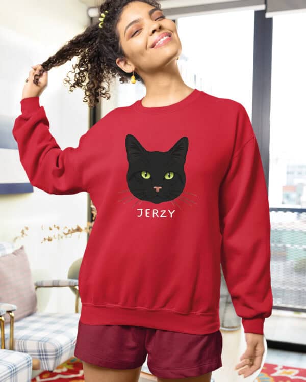 1575 (26) Bluza bez kaptura Dachowiec Czarny <br>Personalizowana Kot Pupil