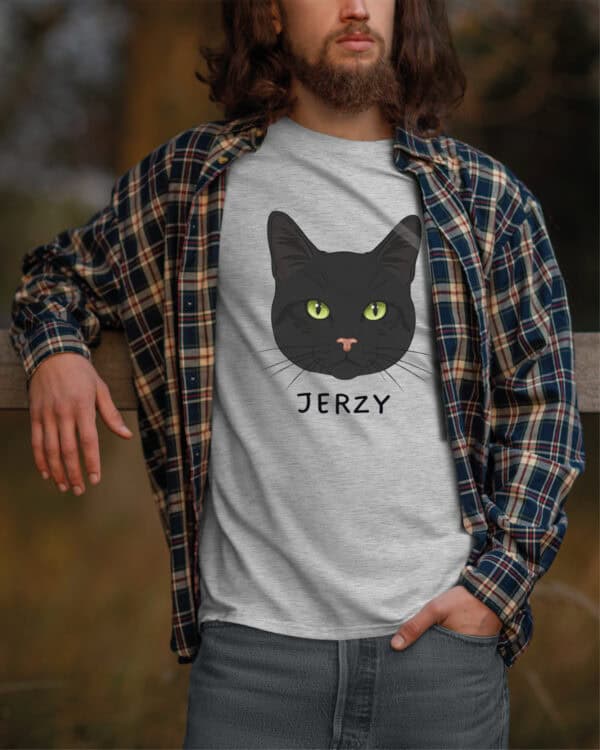 1575 (6) Koszulka Dachowiec Czarny <br>Personalizowana Kot Pupil