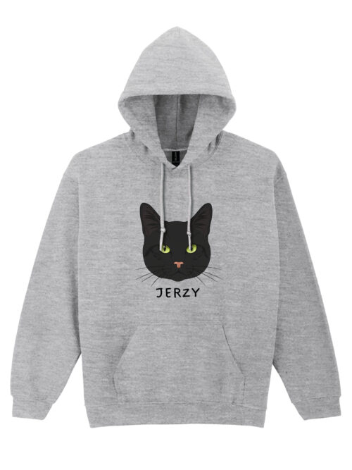 1575 (7) Bluza z kapturem Dachowiec Czarny Personalizowana Kot Pupil