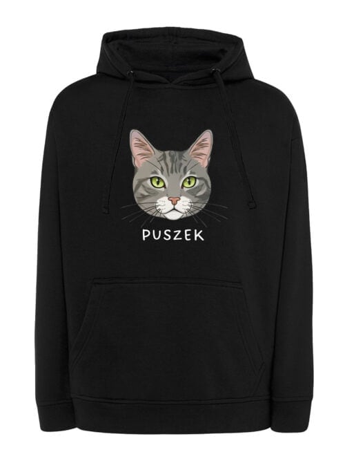1576 (13) Bluza z kapturem Dachowiec Szary Pręgowany Personalizowana Kot
