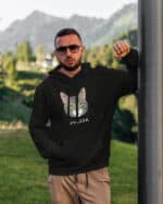 1576 (15) Bluza z kapturem Dachowiec Szary Pręgowany <br>Personalizowana Kot