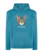 1576 (16) Bluza z kapturem Dachowiec Szary Pręgowany <br>Personalizowana Kot