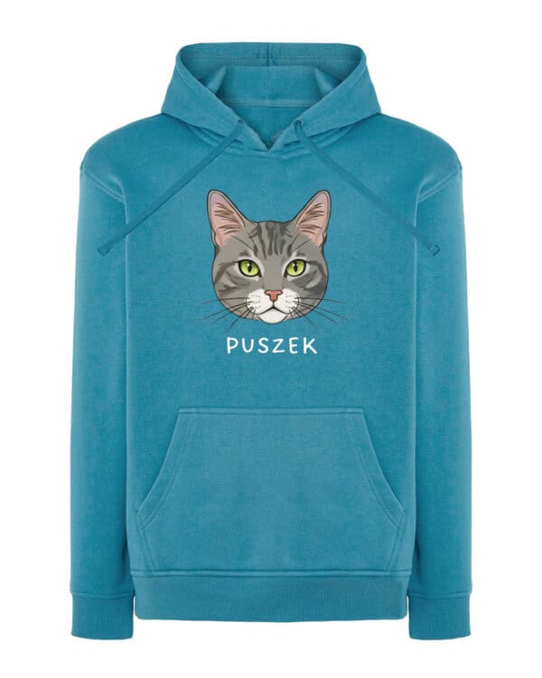 1576 (16) Bluza z kapturem Dachowiec Szary Pręgowany <br>Personalizowana Kot