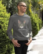 1576 (24) Bluza bez kaptura Dachowiec Szary <br>Pręgowany Personalizowana Kot