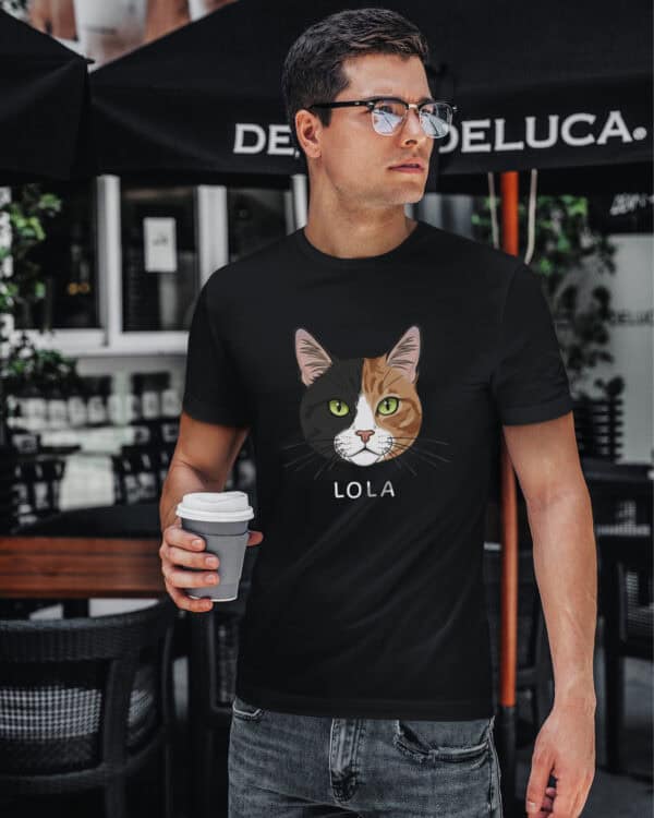 1577 (12) Koszulka Dachowiec Czarno Brązowy <br>Personalizowana Kot