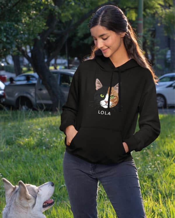 1577 (14) Bluza z kapturem Dachowiec Czarno Brązowy <br>Personalizowana Kot