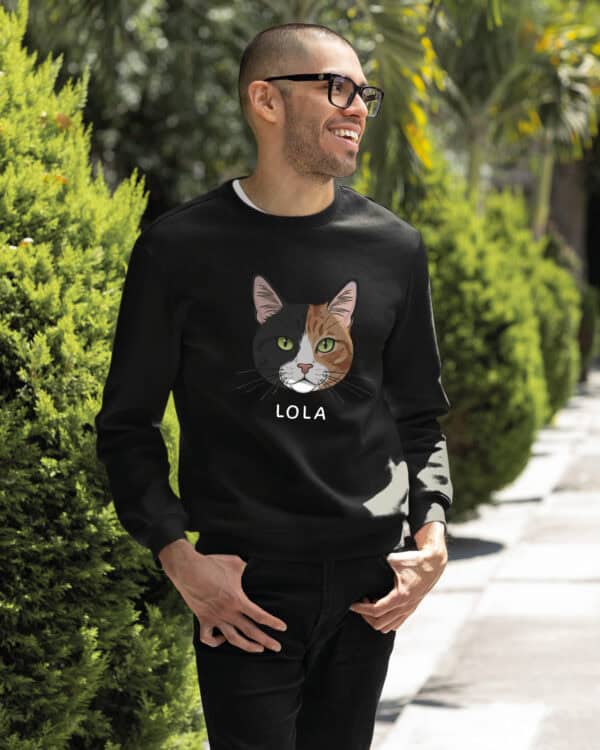 1577 (21) Bluza bez kaptura Dachowiec Czarno Brązowy <br>Personalizowana Kot