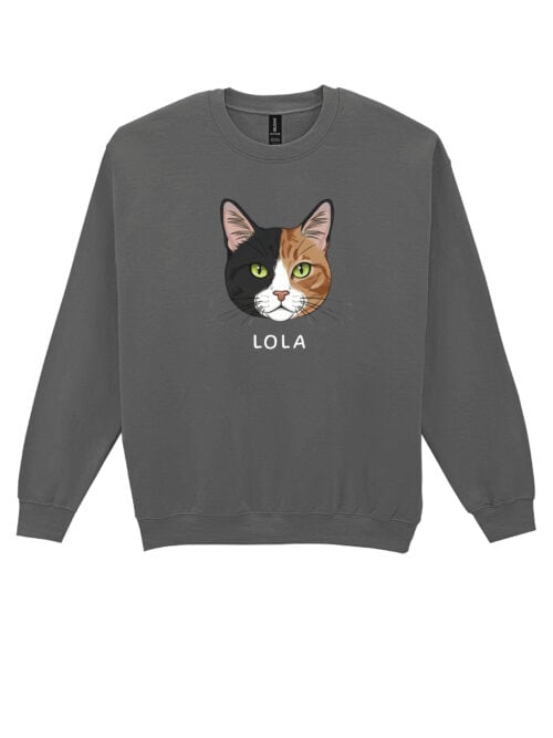 1577 (22) Bluza bez kaptura Dachowiec Czarno Brązowy Personalizowana Kot