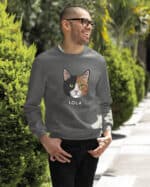 1577 (24) Bluza bez kaptura Dachowiec Czarno Brązowy <br>Personalizowana Kot