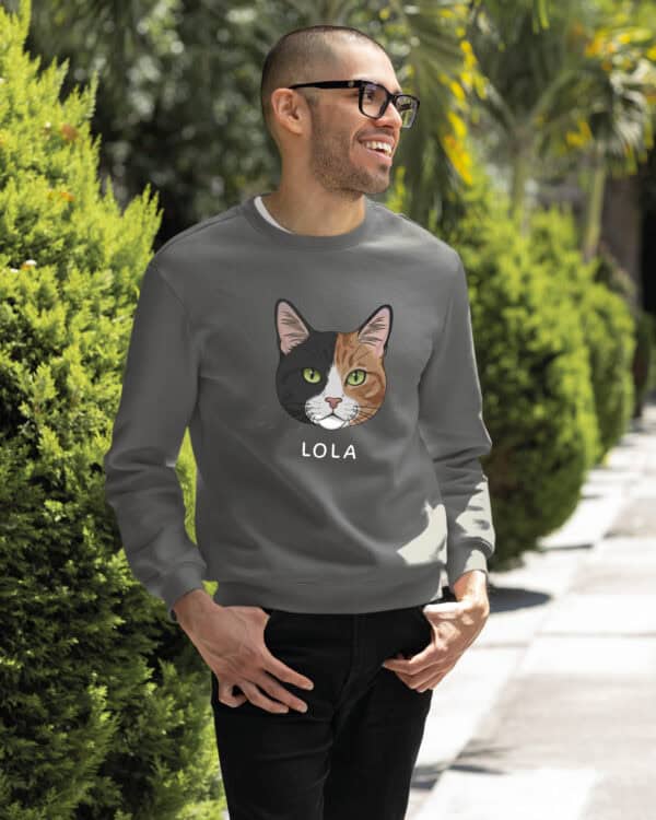 1577 (24) Bluza bez kaptura Dachowiec Czarno Brązowy <br>Personalizowana Kot