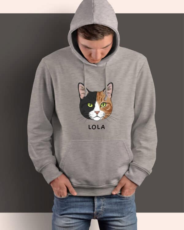 1577 (9) Bluza z kapturem Dachowiec Czarno Brązowy <br>Personalizowana Kot