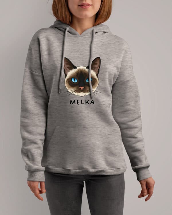 1578 (8) Bluza z kapturem Syjamski <br>Personalizowana Kot Pupil