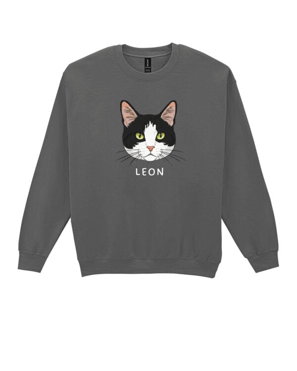 1579 (22) Bluza bez kaptura Dachowiec Czarno Biały Personalizowana Kot