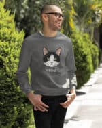 1579 (24) Bluza bez kaptura Dachowiec Czarno Biały <br>Personalizowana Kot