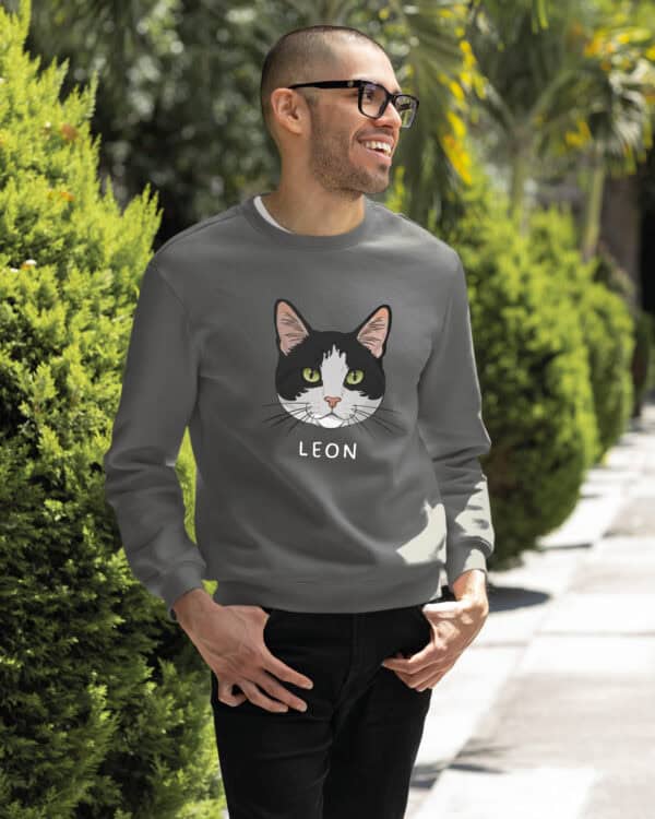 1579 (24) Bluza bez kaptura Dachowiec Czarno Biały <br>Personalizowana Kot