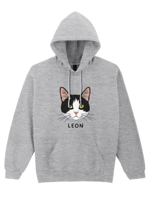 1579 (7) Bluza z kapturem Dachowiec Czarno Biały Personalizowana Kot