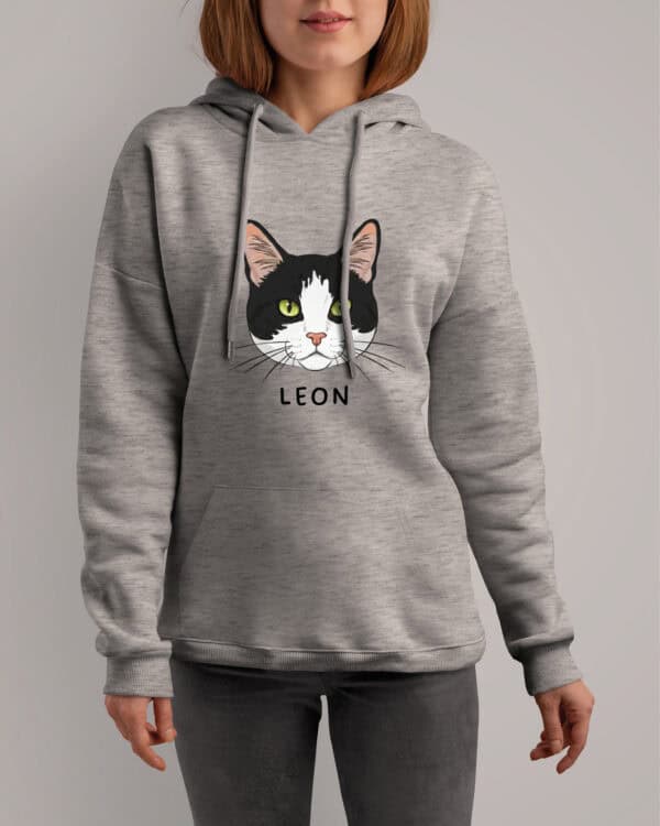 1579 (8) Bluza z kapturem Dachowiec Czarno Biały <br>Personalizowana Kot