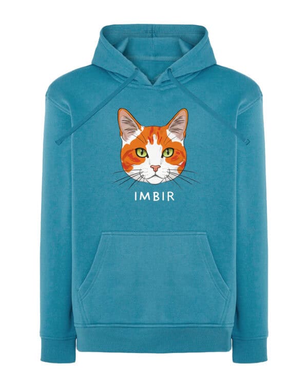 1580 (16) Bluza z kapturem Dachowiec Rudo Biały <br>Personalizowana Kot