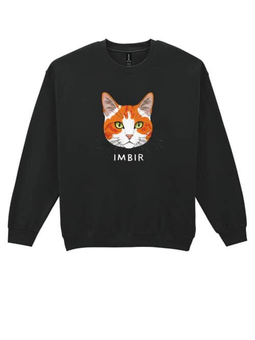 1580 (19) Bluza bez kaptura Dachowiec Rudo Biały Personalizowana Kot