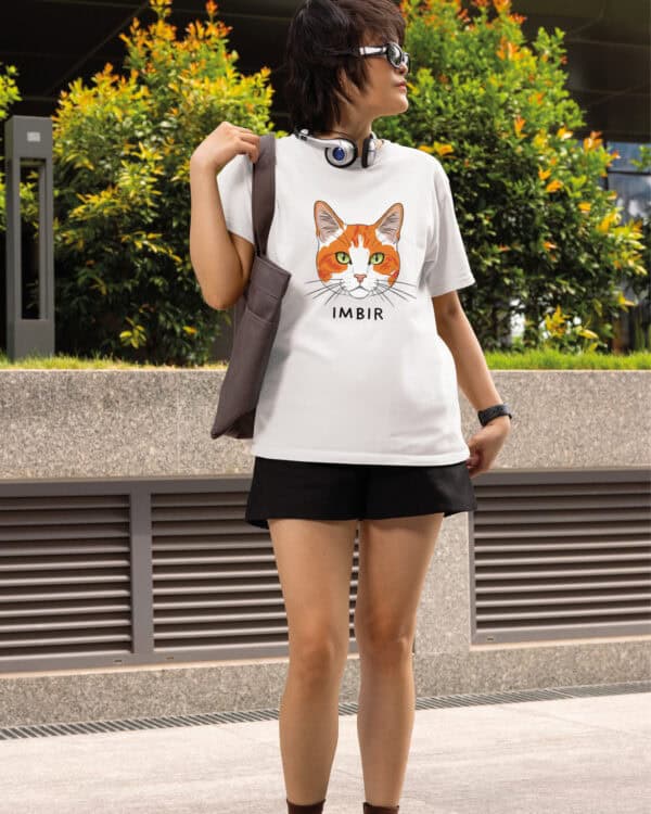 1580 (2) Koszulka Dachowiec Rudo Biały <br>Personalizowana Kot