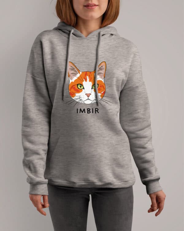 1580 (8) Bluza z kapturem Dachowiec Rudo Biały <br>Personalizowana Kot