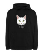 1582 (13) Bluza z kapturem Dachowiec Biały Personalizowana Kot Pupil