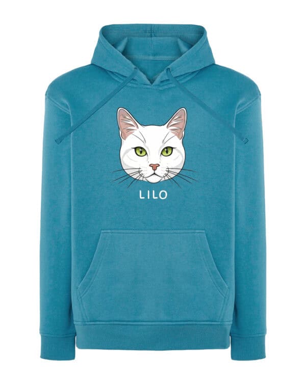 1582 (16) Bluza z kapturem Dachowiec Biały <br>Personalizowana Kot Pupil