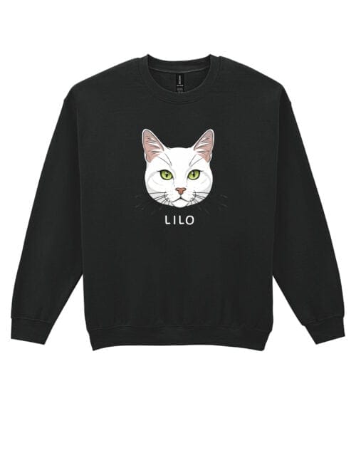 1582 (19) Bluza bez kaptura Dachowiec Biały Personalizowana Kot Pupil