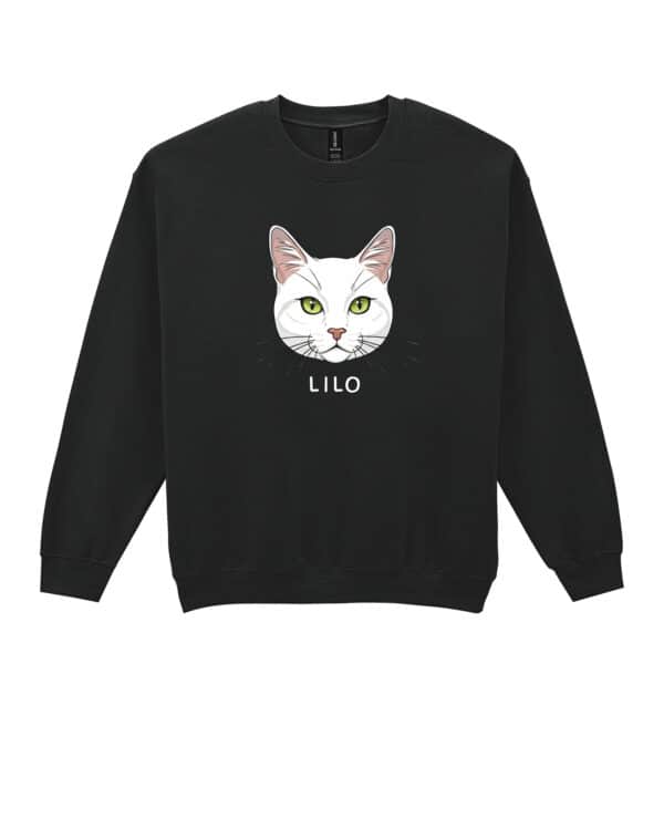 1582 (19) Bluza bez kaptura Dachowiec Biały Personalizowana Kot Pupil